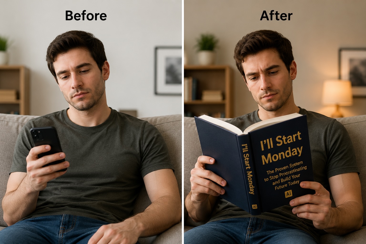 Before and after the AI book trend — original photo vs ChatGPT AI book meme result