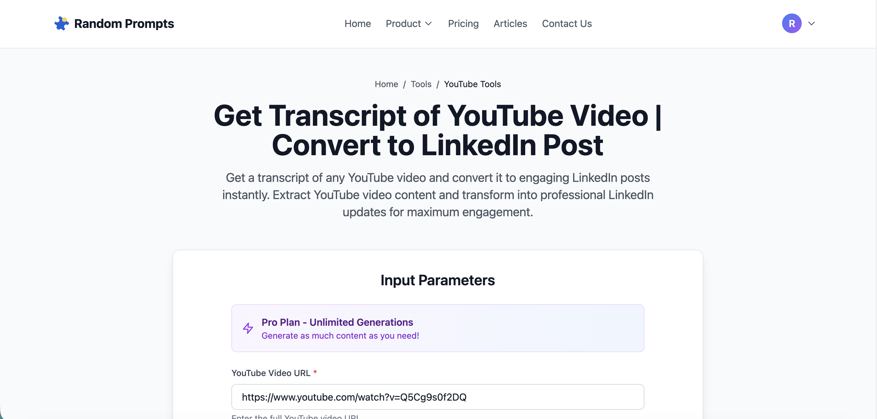 YouTube to LinkedIn Post Generator (Free AI Tool)